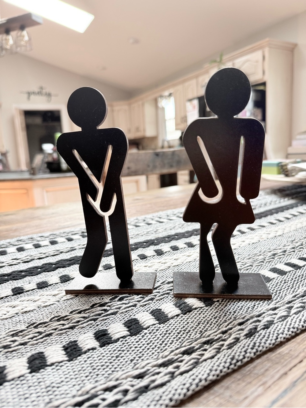 Black Metal Restroom Sign Set - Male & Female Figures